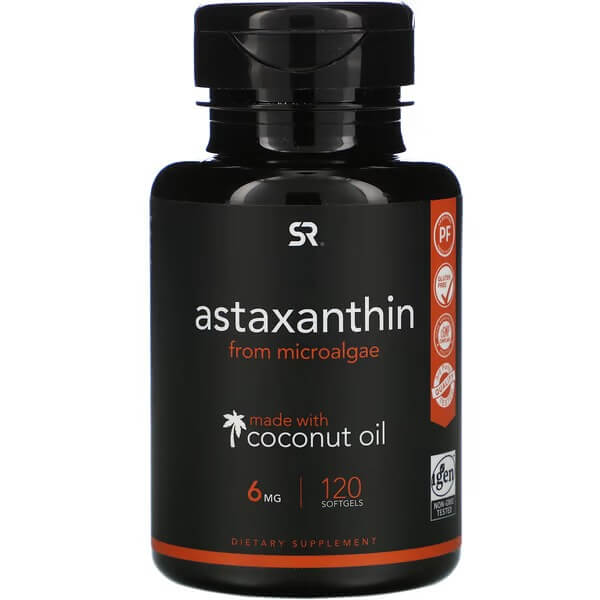 Астаксантин Sports Research 6 мг, 120 таблеток пищевая добавка sports research elderberry 60 растительных капсул