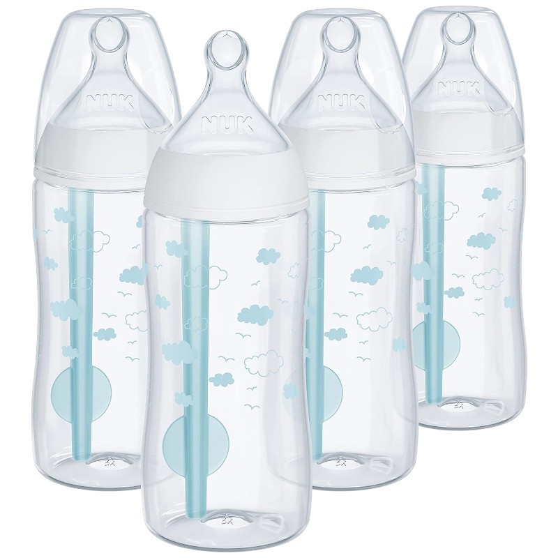 Бутылочки для кормления 4 шт. по 295 мл Nuk Smooth Flow Pro Anti Colic, прозрачный/голубой набор бутылочек nuk smooth flow для новорожденных с антиколиковой бутылочкой от 0 месяцев 11 предметов