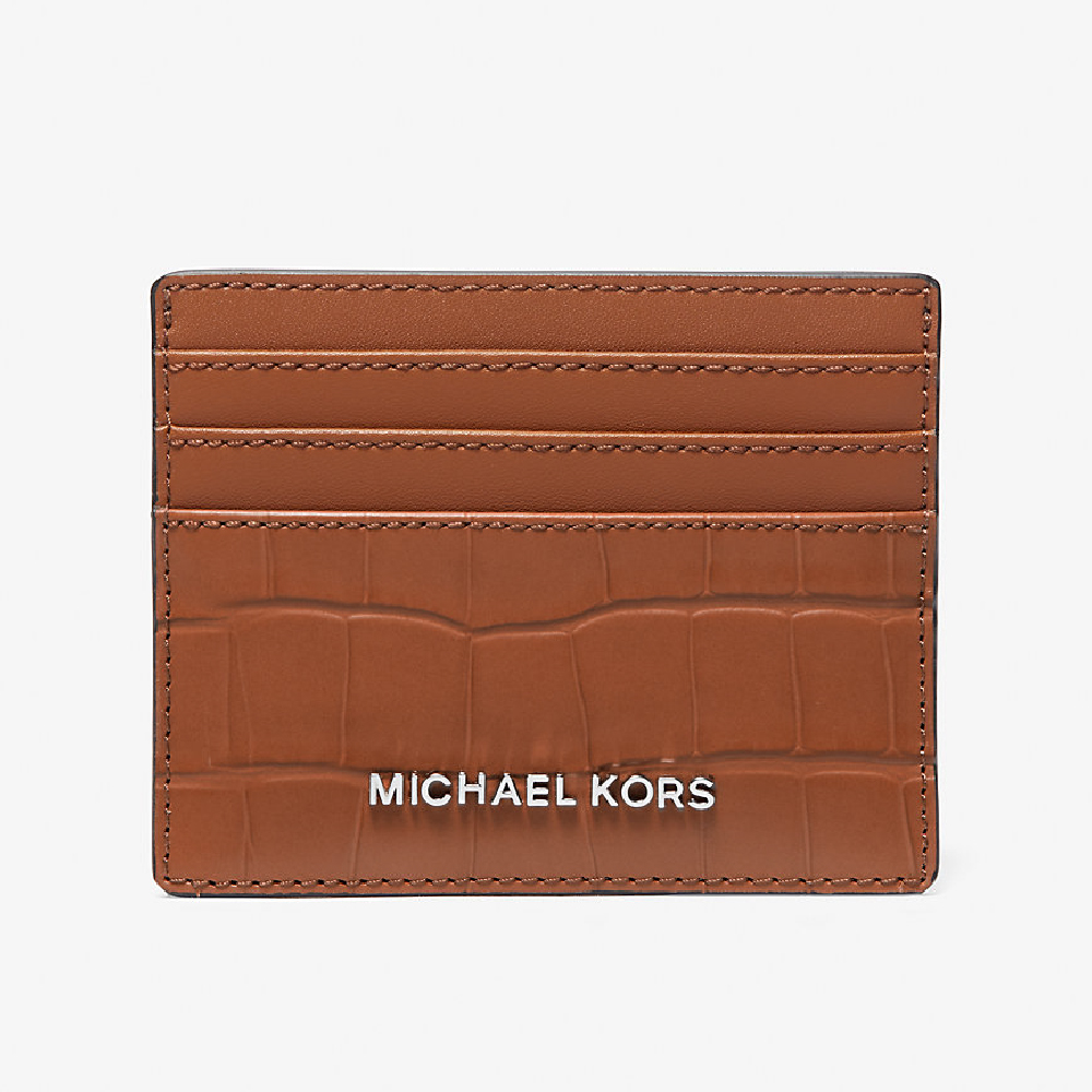 Визитница Michael Michael Kors Hudson Crocodile Embossed Leather Tall, коричневый