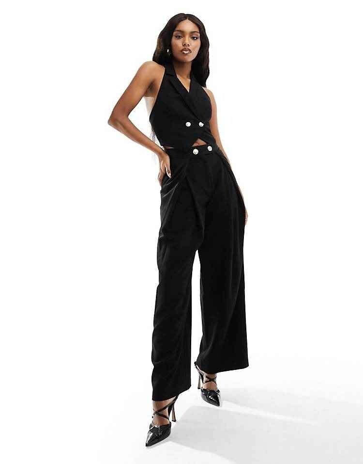 Брюки Asos Design Co-ord Wide Leg Trousers, черный