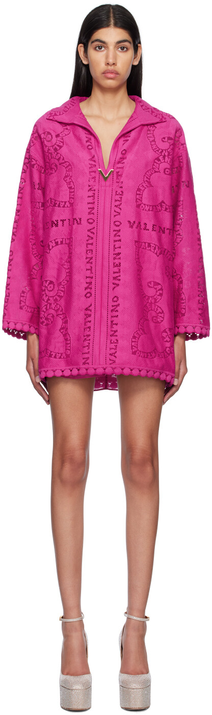 

Розовое жаккардовое мини-платье Valentino, Розовый, Розовое жаккардовое мини-платье Valentino
