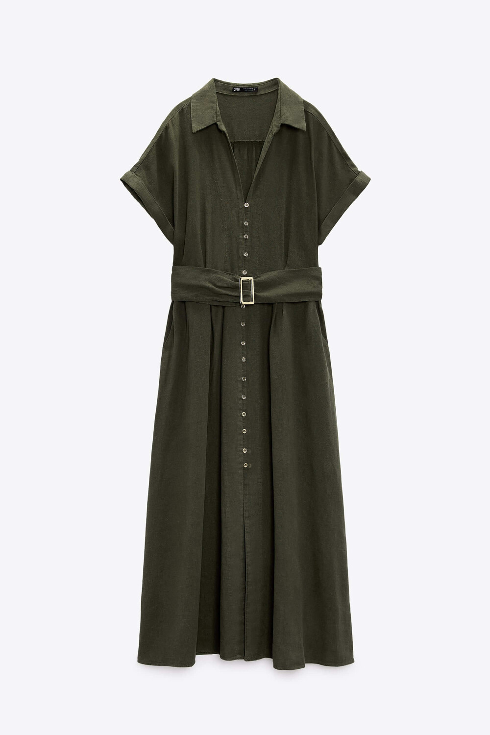 

Платье-рубашка Zara Linen Blend, белый