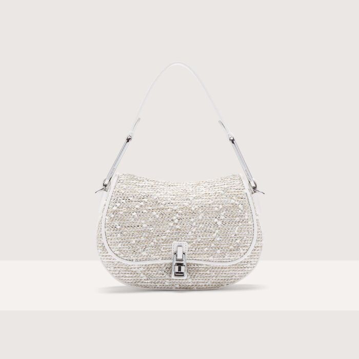 

Сумочка из ламинированной ткани букле Coccinelle MAGIE SNOWFLAKES WOVEN MINI, серебряный