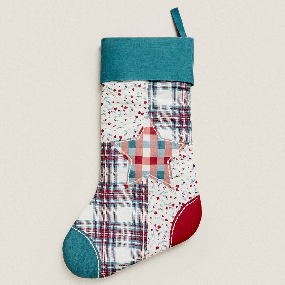 

Рождественский чулок Zara Home Cotton Christmas Stocking Decoration, голубой/мультиколор