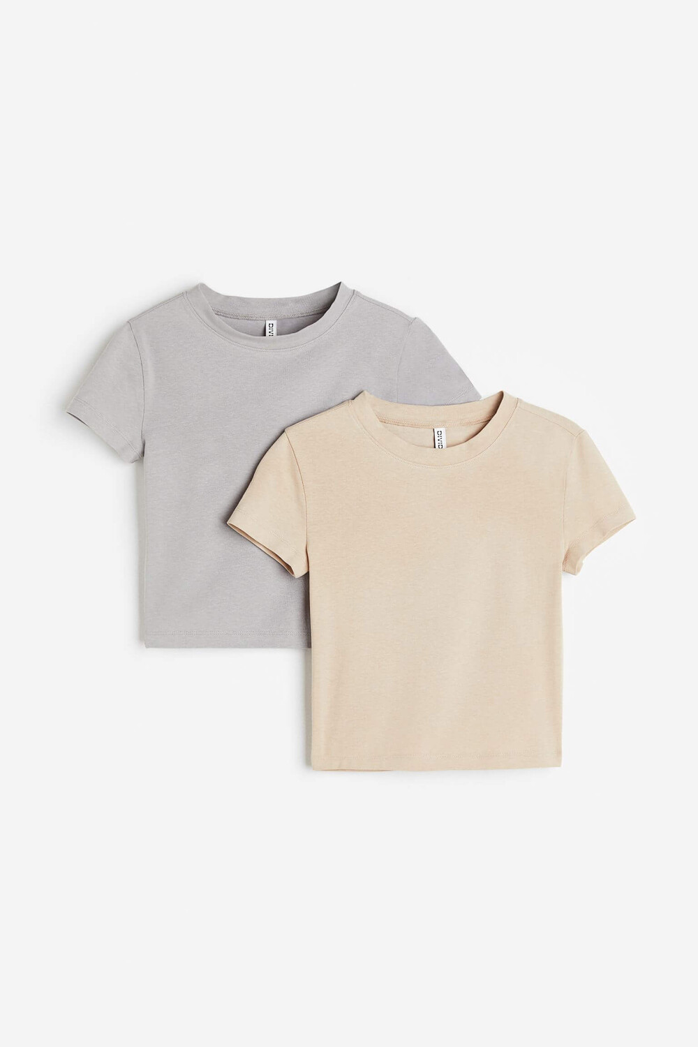 

Комплект футболок H&M Crop, 2 предмета, серый/бежевый