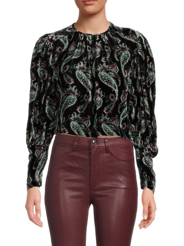 Топ с Принтом Isabel Marant из шелковой смеси, черный