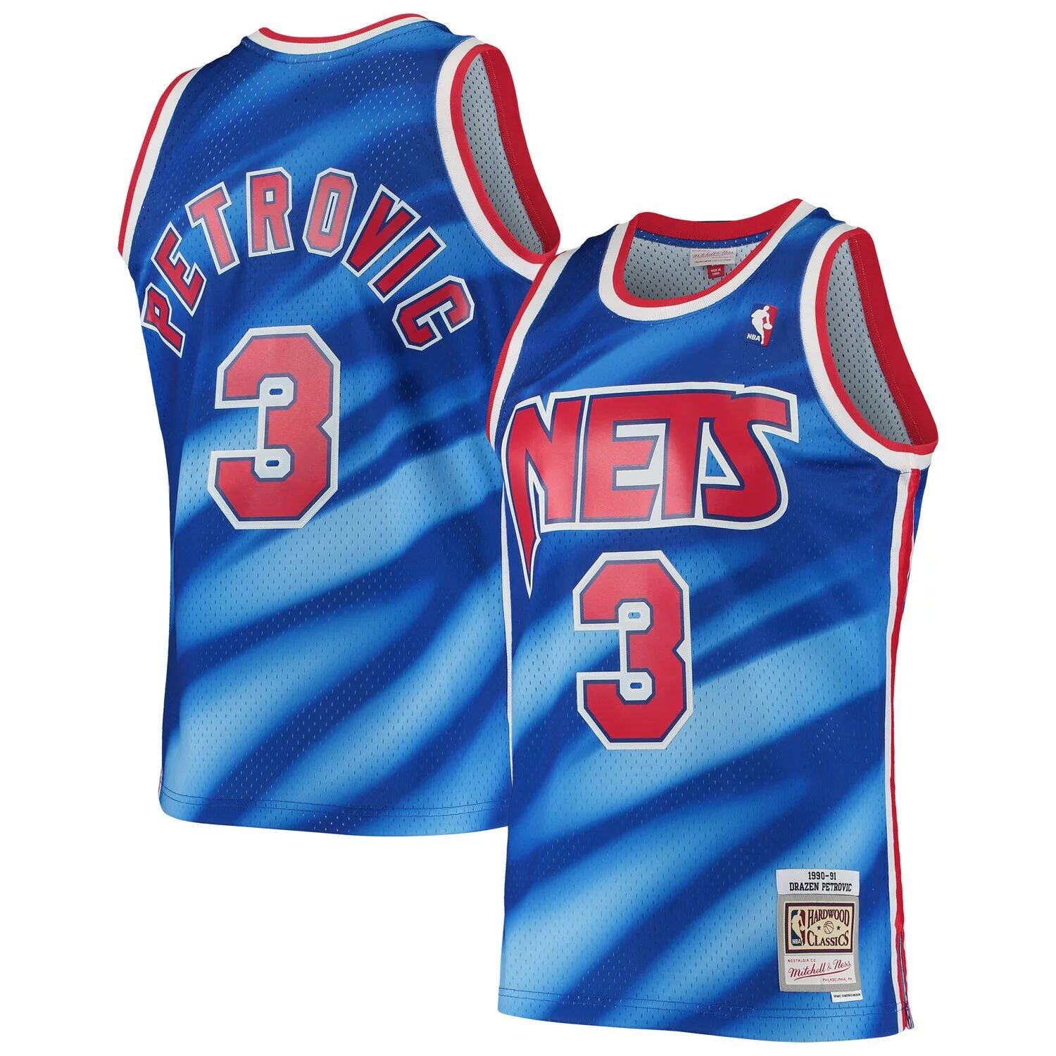 

Мужское джерси Mitchell & Ness Drazen Petrovic Blue New Jersey Nets 1990-91 Hardwood Classics Swingman Jersey