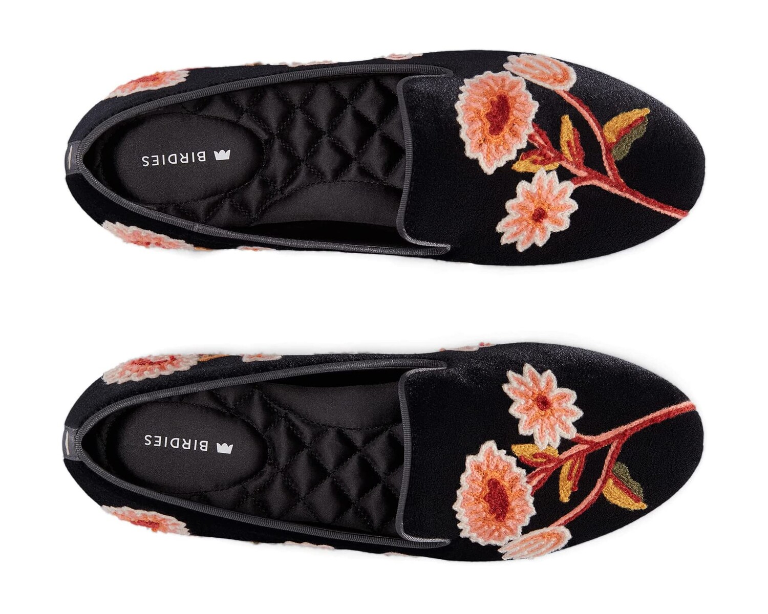 

Туфли на плоской подошве Starling Embroidered Flat Birdies, ночная флора бархатная вышивка