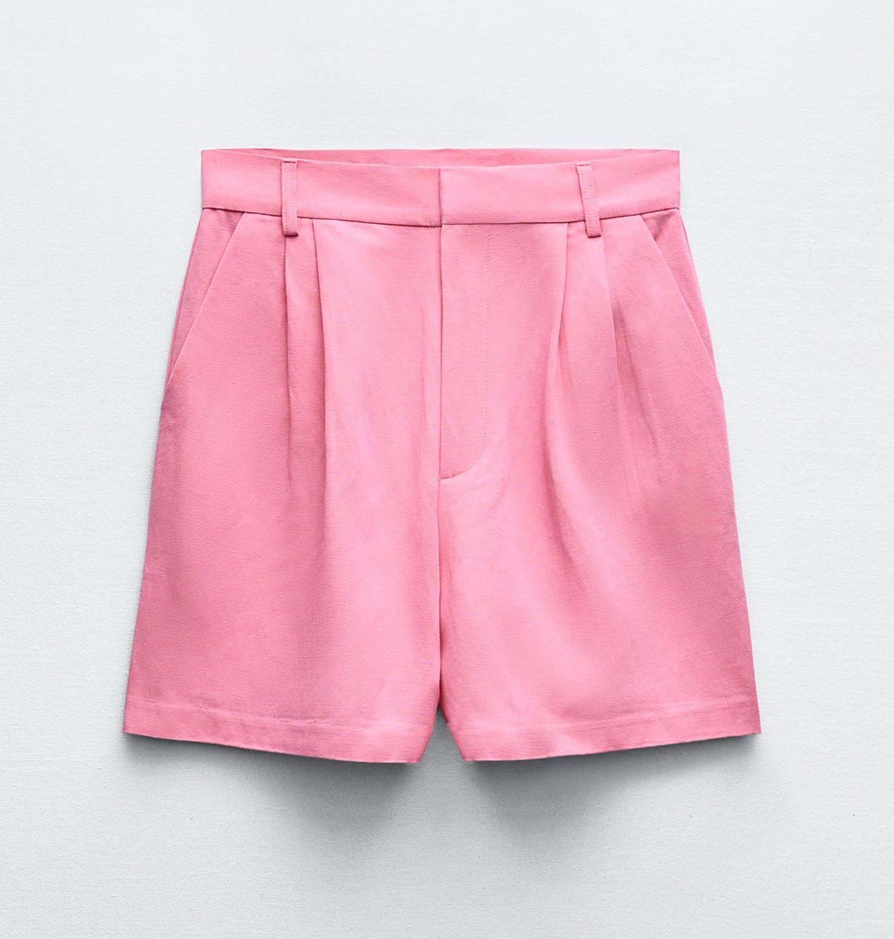 Шорты Zara High-waist Pleated Bermuda, розовый шорты zara long pleated bermuda черный