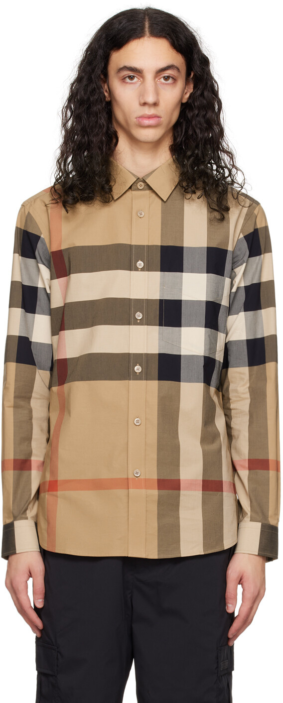 

Бежевая рубашка в клетку Burberry