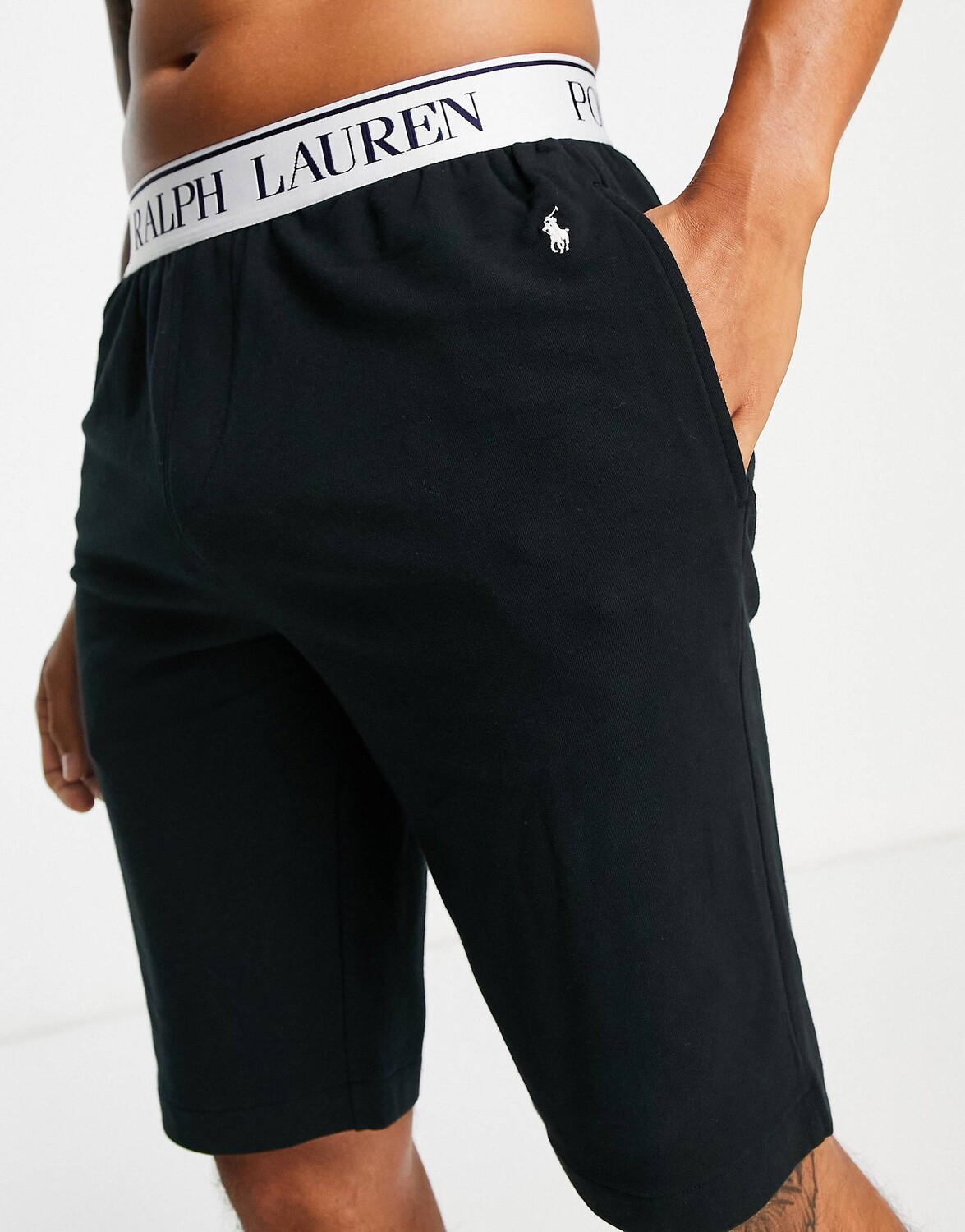 

Черные шорты для отдыха Polo Ralph Lauren с поясом с логотипом