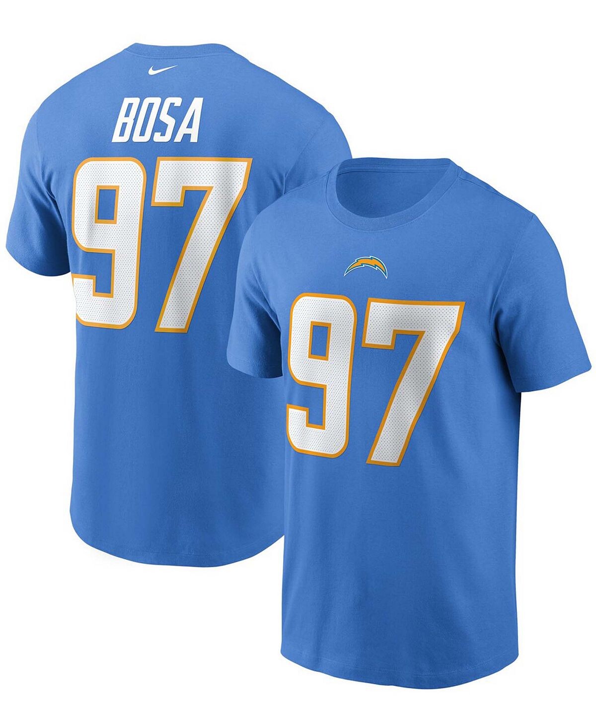 

Мужская футболка joey bosa powder blue los angeles chargers name number Nike, синий