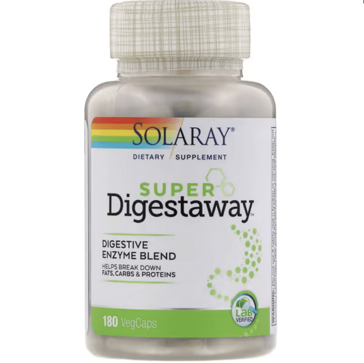 Смесь пищеварительных ферментов Super Digestaway, Digestive Enzyme Blend, 180 растительных капсул, Solaray
