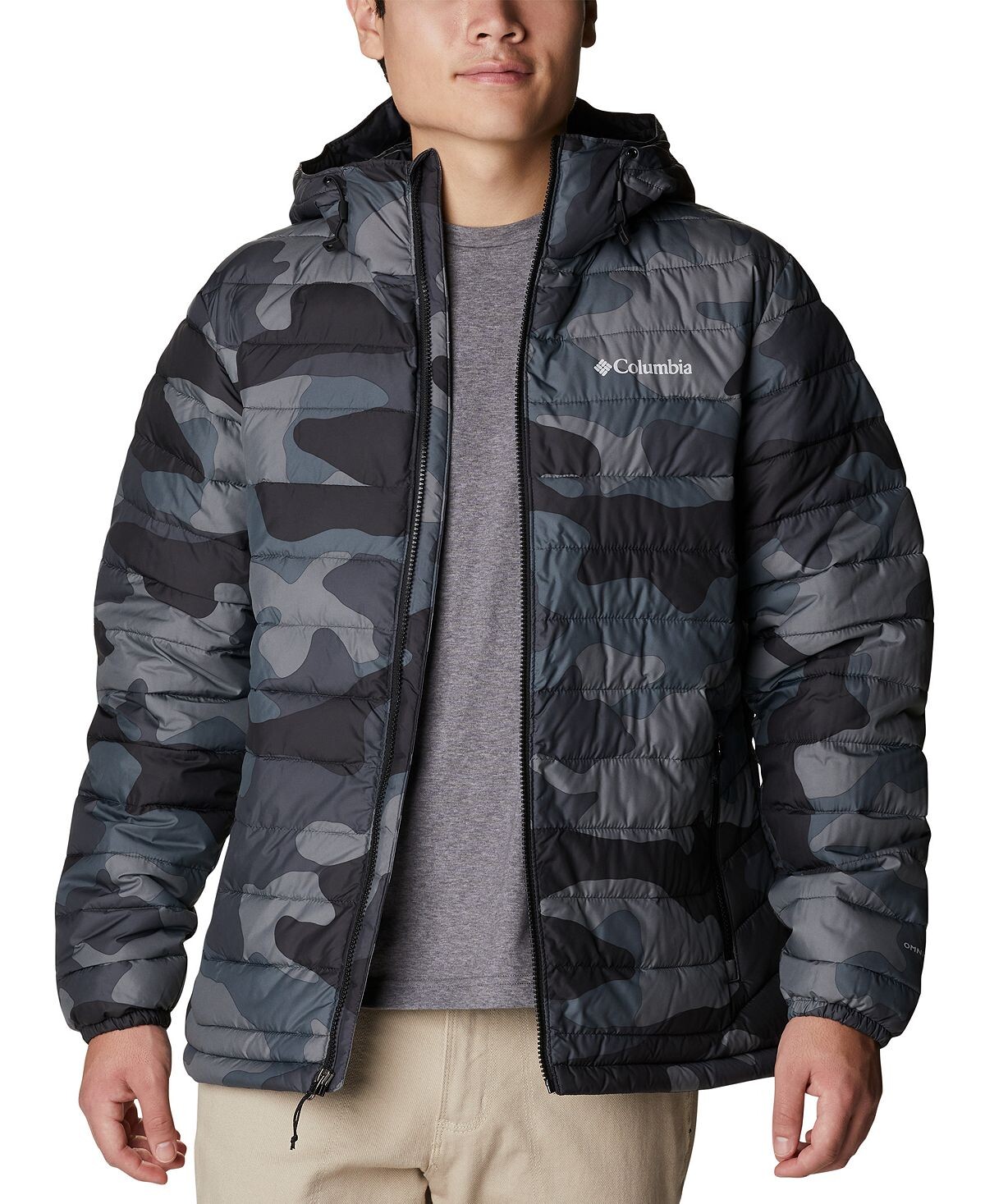 

Мужская куртка с капюшоном powder lite Columbia, мульти, Серый