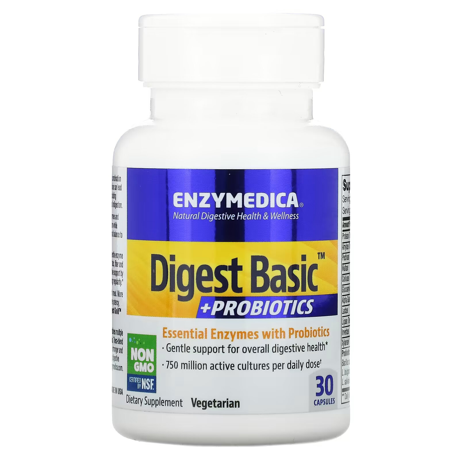 Enzymedica, Digest Basic, добавка с пробиотиками, 30 капсул enzymedica digest gold добавка с пробиотиками 180 капсул