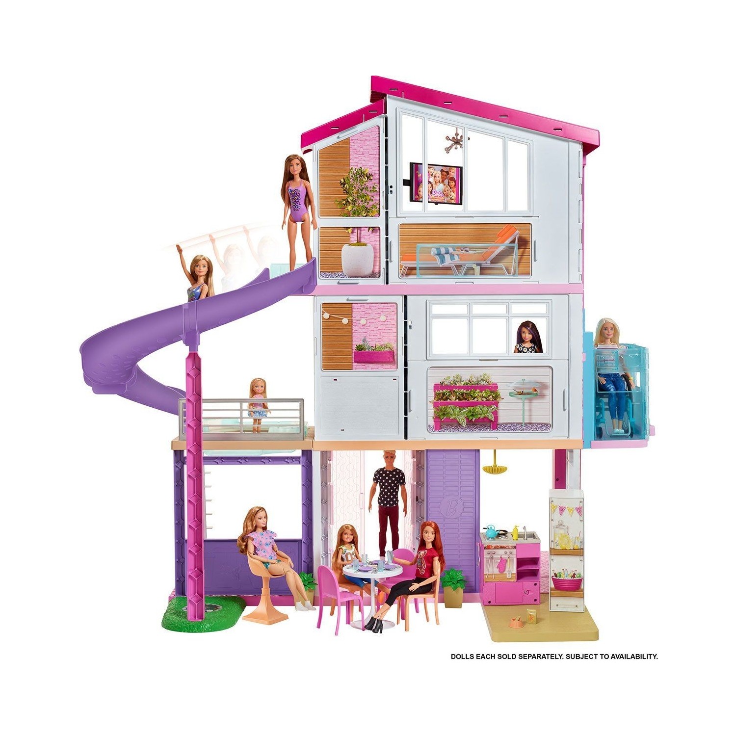 Набор barbie дом мечты 3 этажный с лифтом и мебелью gnh53