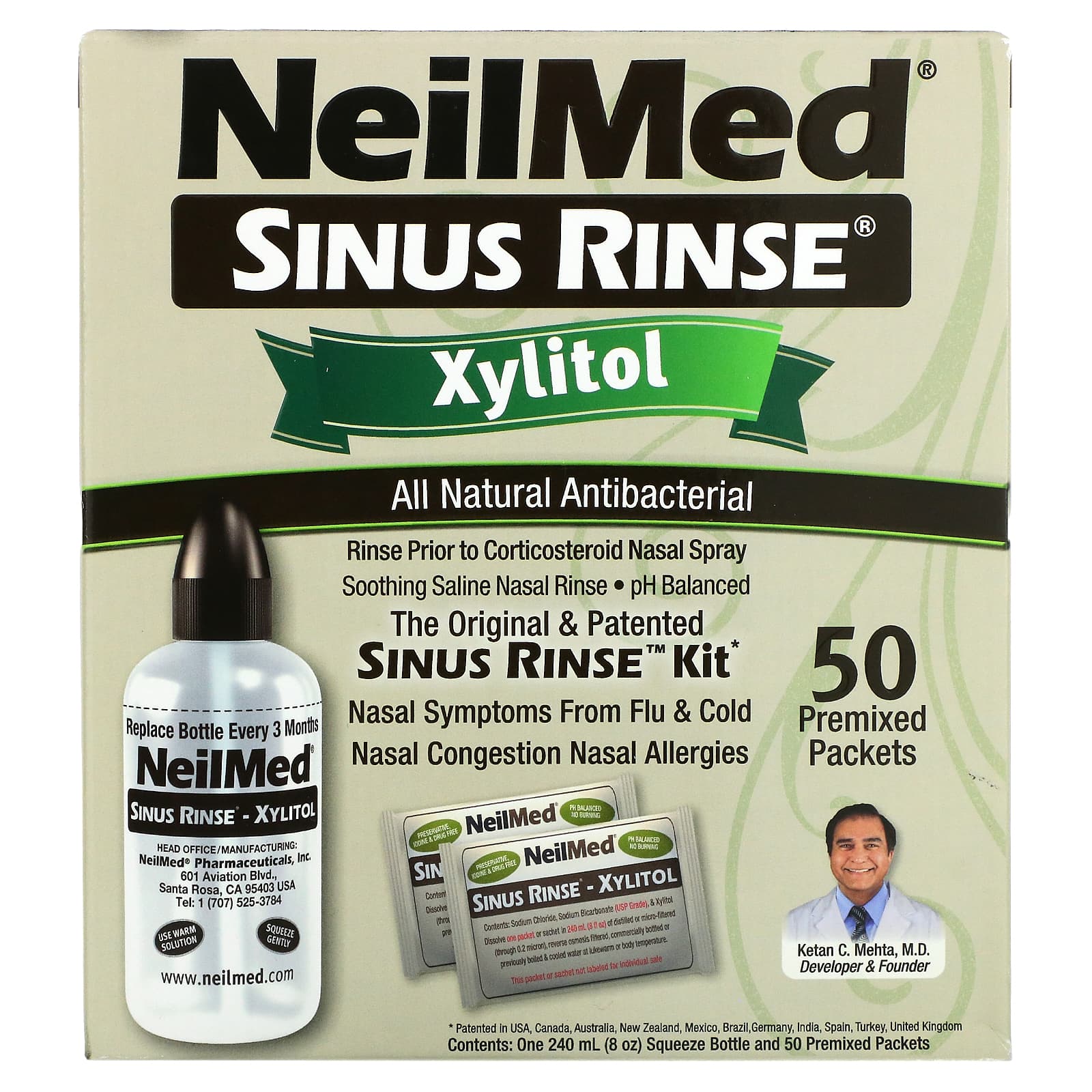 Набор NeilMed для промывания носовых пазух, 2 предмета neilmed sinus rinse ксилитол набор для промывания носовых пазух 2 предмета