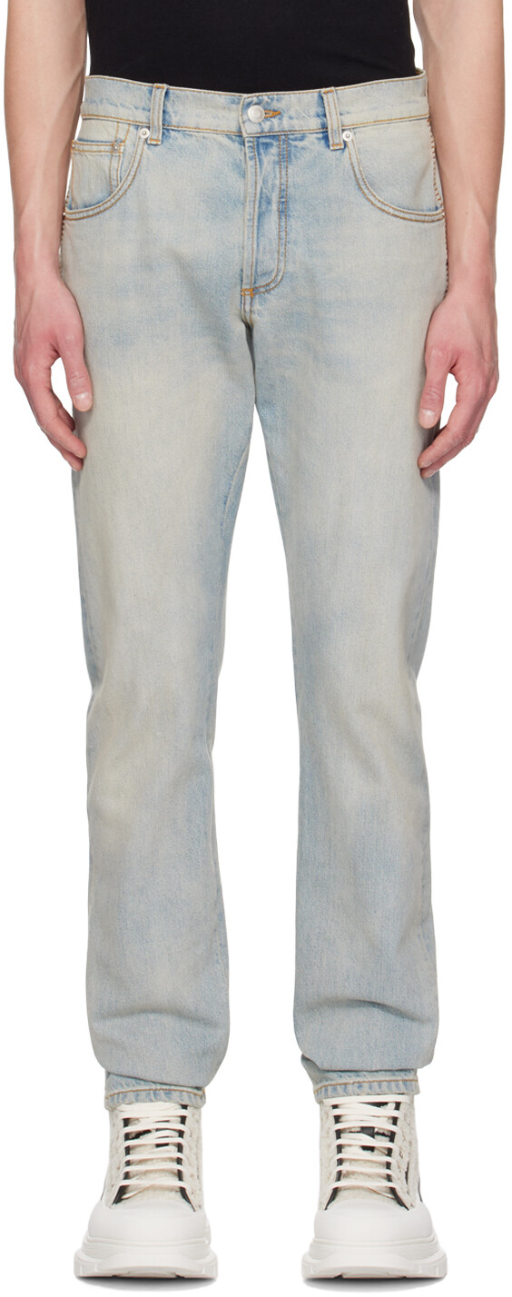 

Синие выцветшие джинсы Alexander McQueen