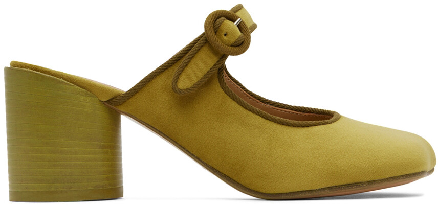 

Желтые бархатные туфли без задника MM6 Maison Margiela