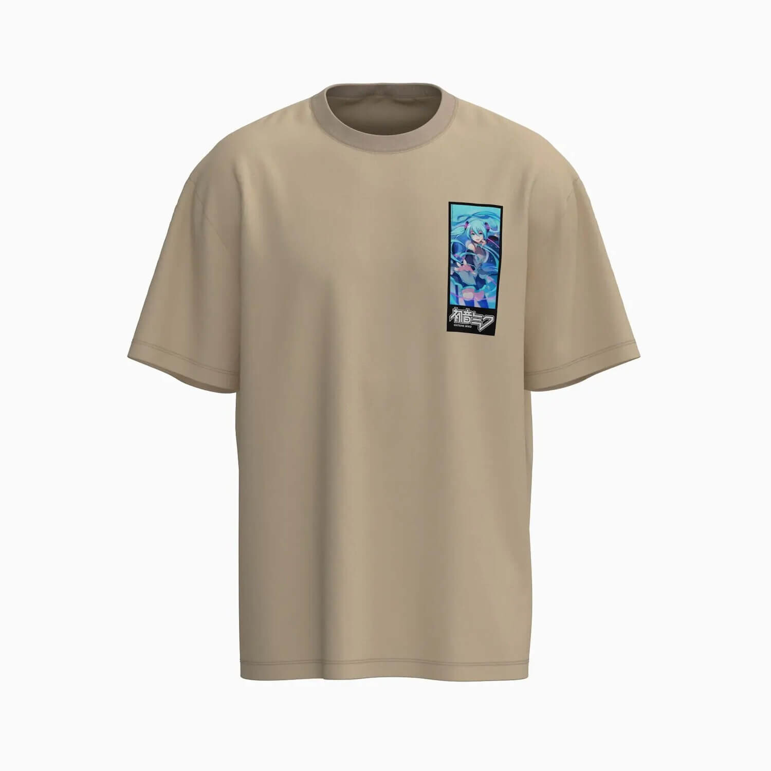 

Футболка Bershka Hatsune Miku Print Boxy Fit Short Sleeve, бежевый