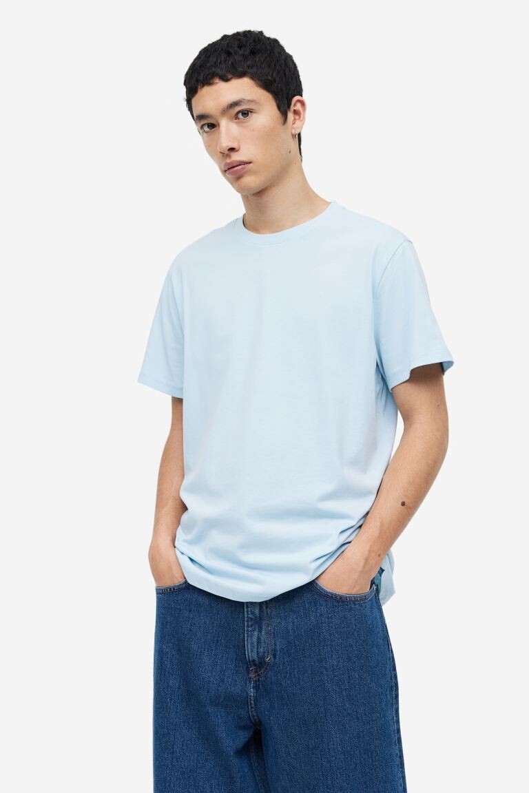 

Футболка классического кроя COOLMAX H&M, светло-синий
