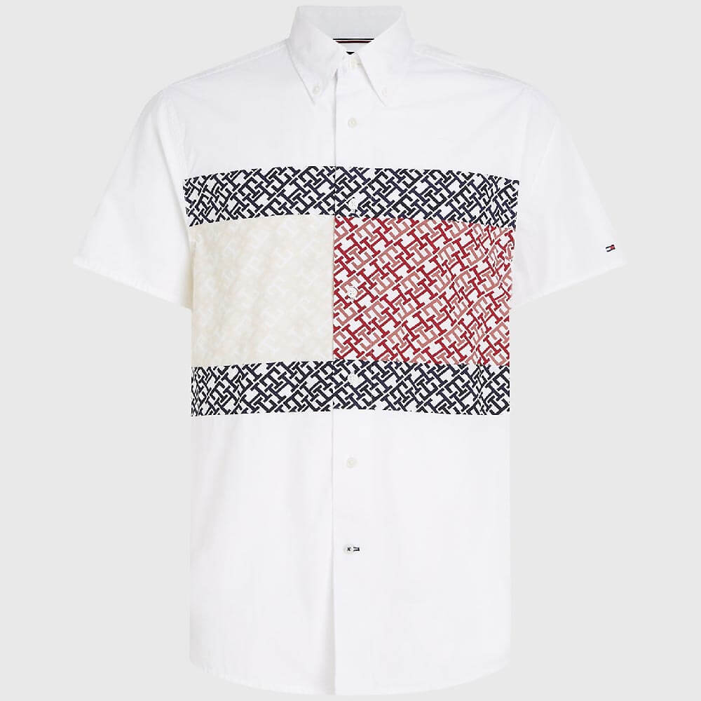 

Рубашка Tommy Hilfiger Regular Fit Mgram Flag Poplin, белый/черный/красный