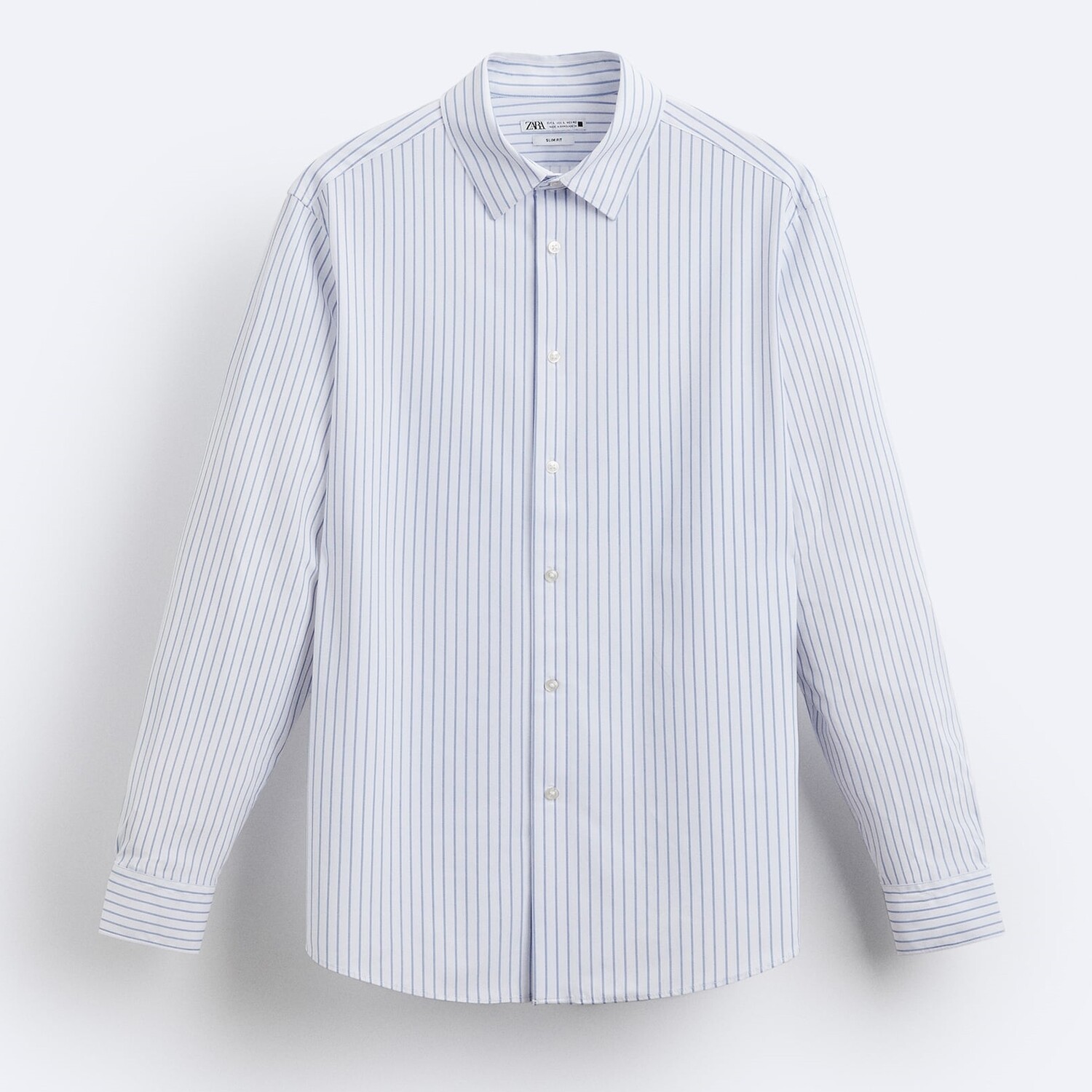 

Рубашка Zara Striped Elastic, белый/синий