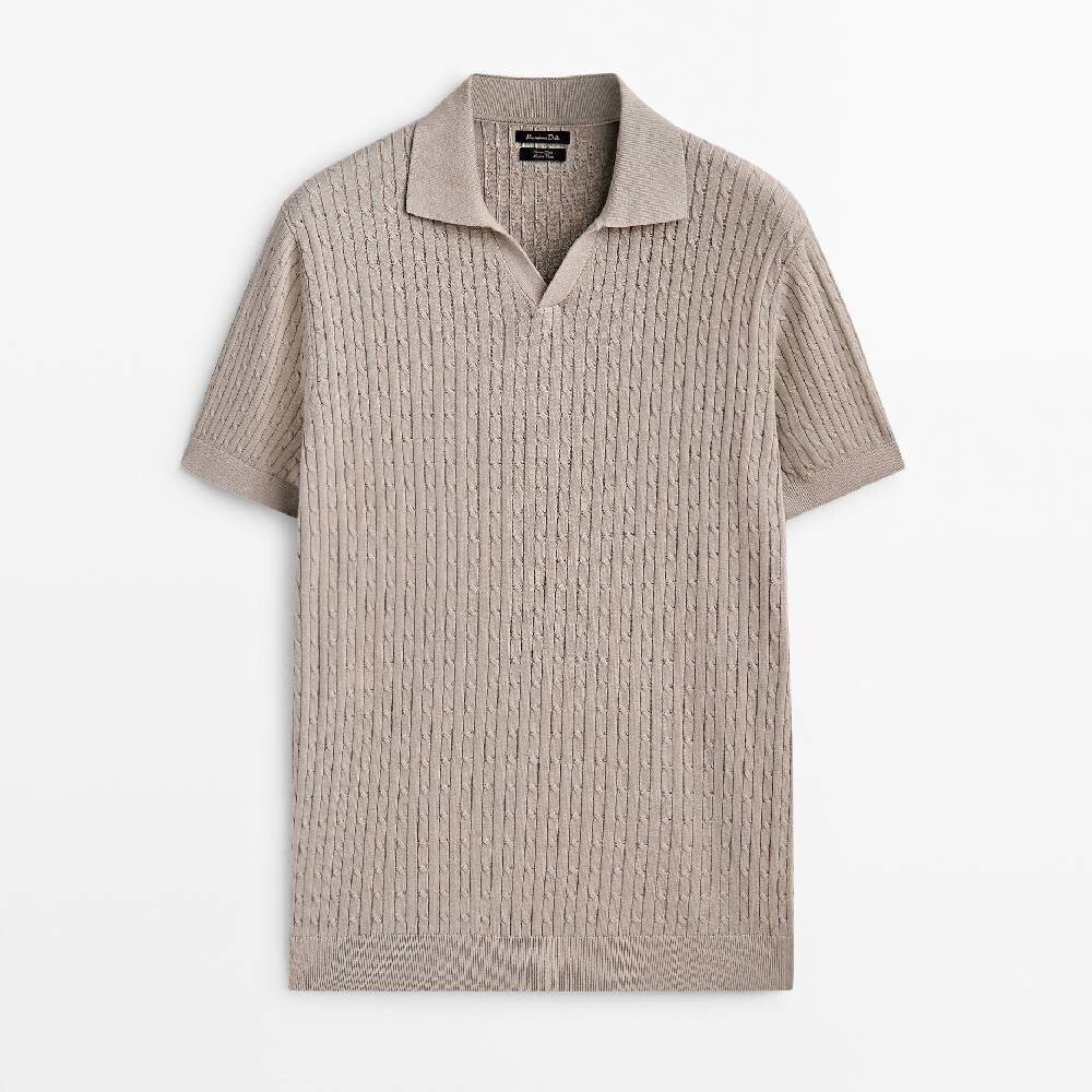 

Свитер-поло Massimo Dutti Cable, бежевый
