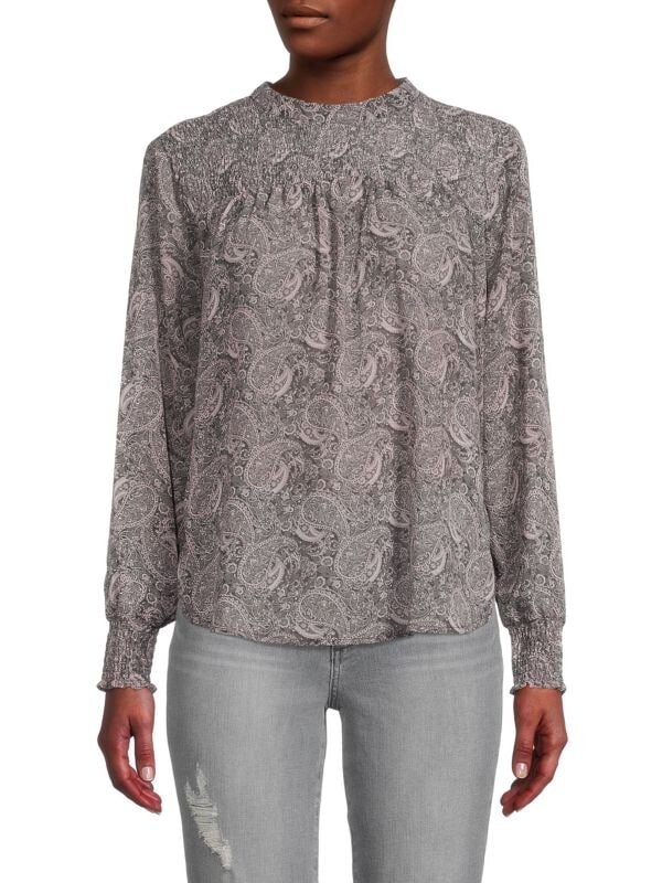 

Присборенный топ с принтом Saks Fifth Avenue Paisley grey