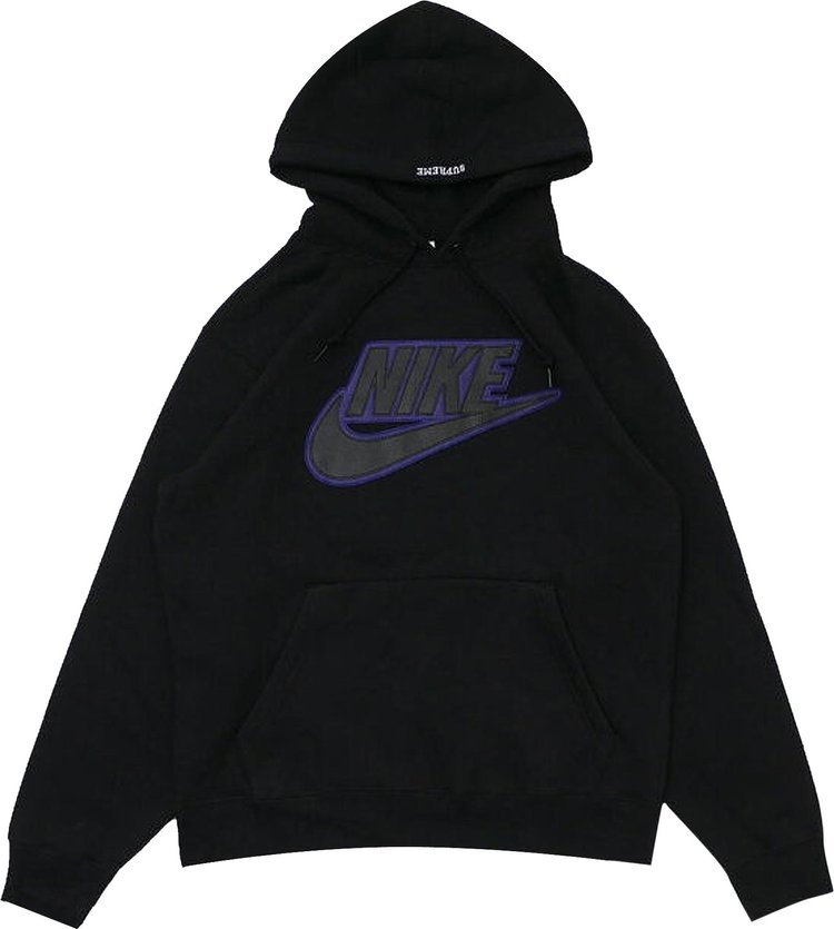 толстовка supreme appliqué hooded track размер xl синий Толстовка Supreme x Nike Leather Appliqué Hooded Sweatshirt Black 'Black', черный