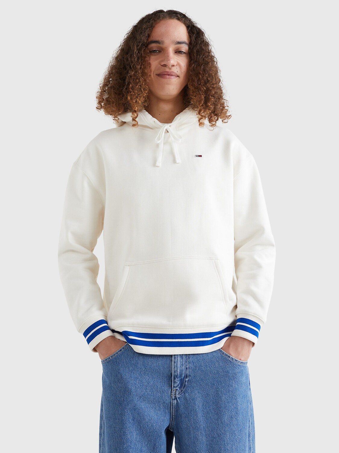 

Коллегическая свободная толстовка с капюшоном Tommy Hilfiger, древний белый