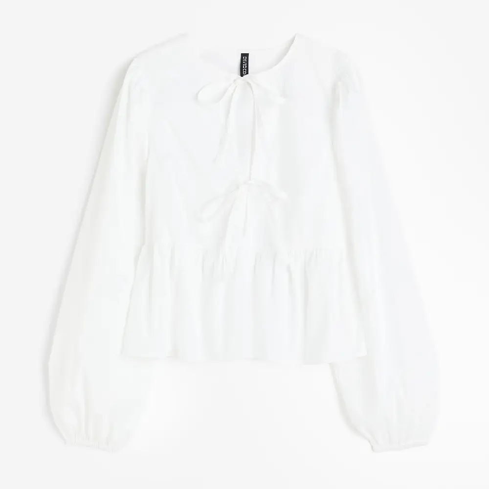 

Блузка H&M Tie-detail Peplum, белый