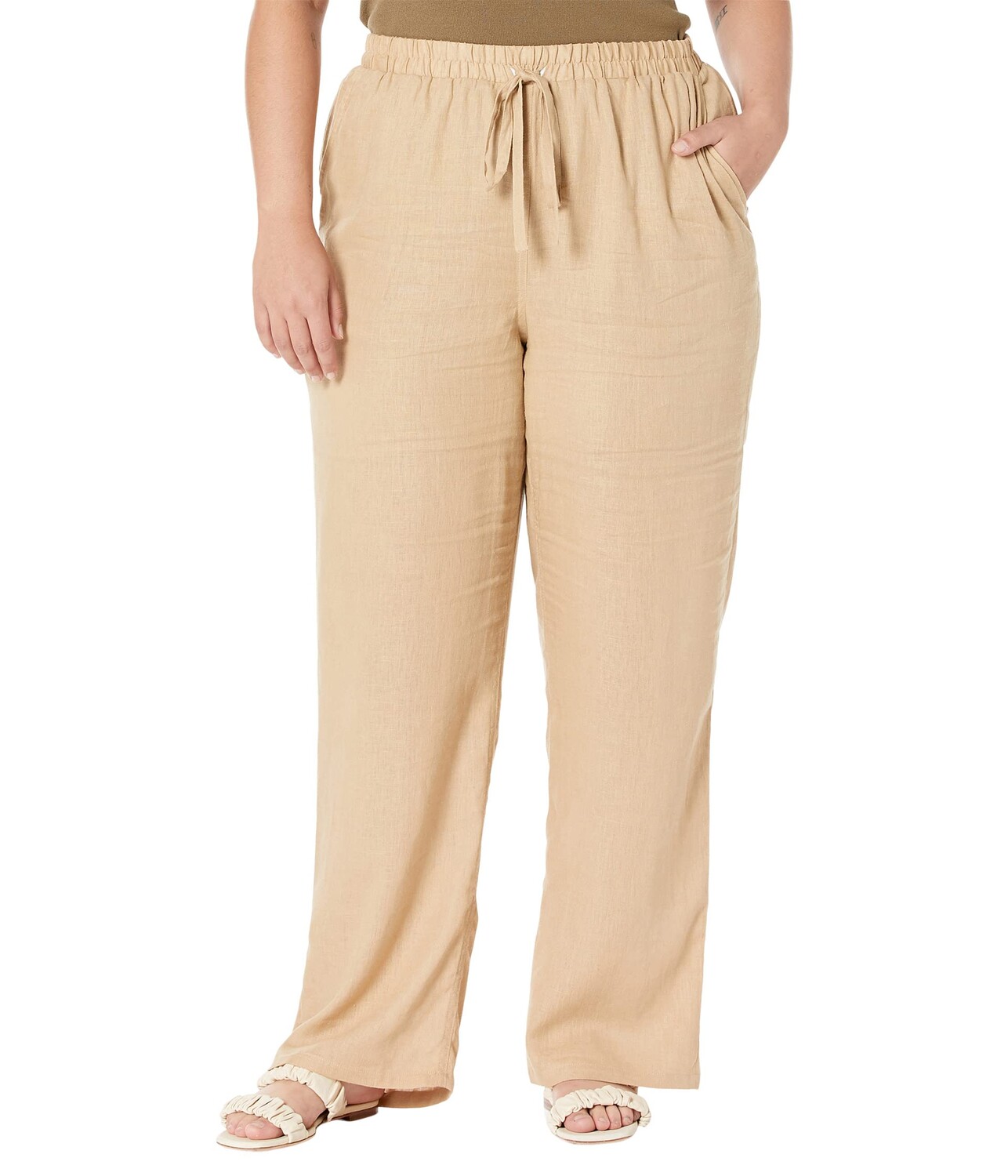 

Брюки с высокой посадкой MICHAEL Michael Kors, Plus Size Linen Pull-On Pants