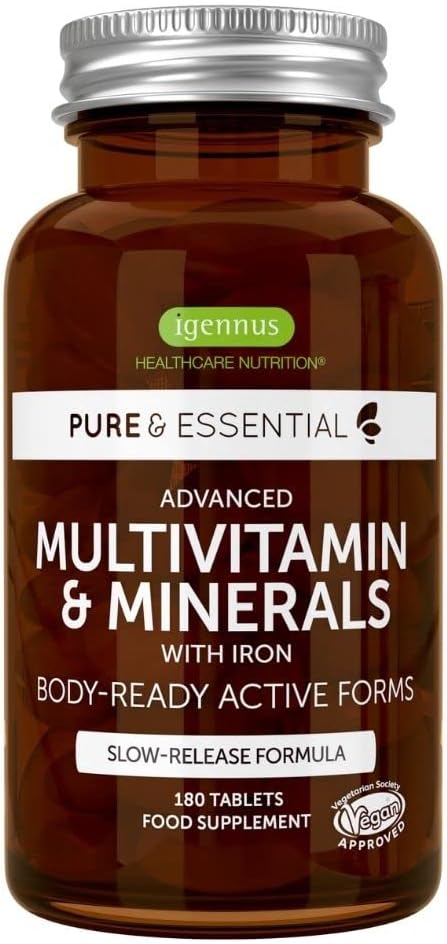 цена Мультивитамины с минералами для женщин Igennus Healthcare Nutrition Pure & Essential Advanced Vegan, 180 таблеток