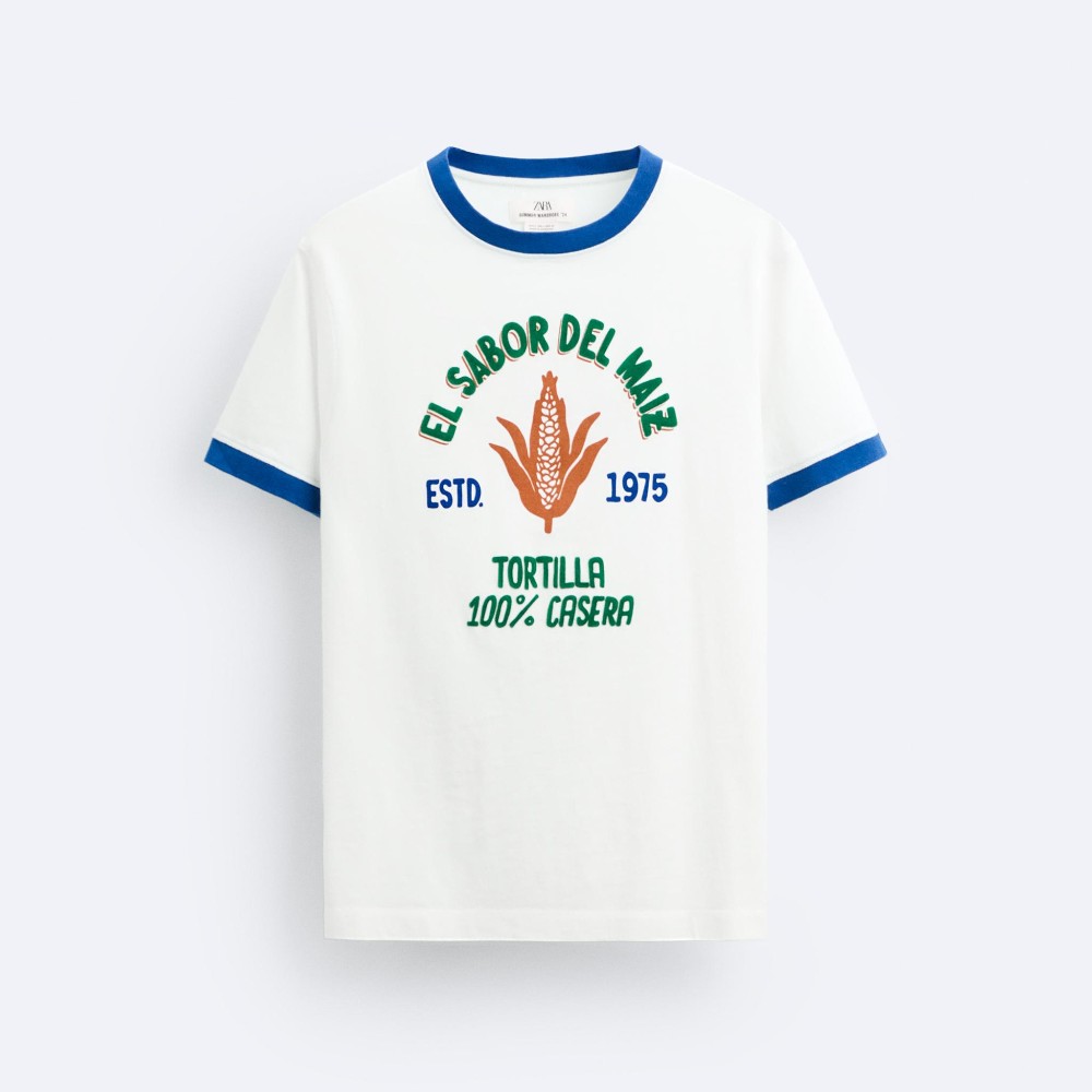 Футболка Zara Contrast Ribbing - Limited Edition, белый футболка zara embroidery limited edition белый