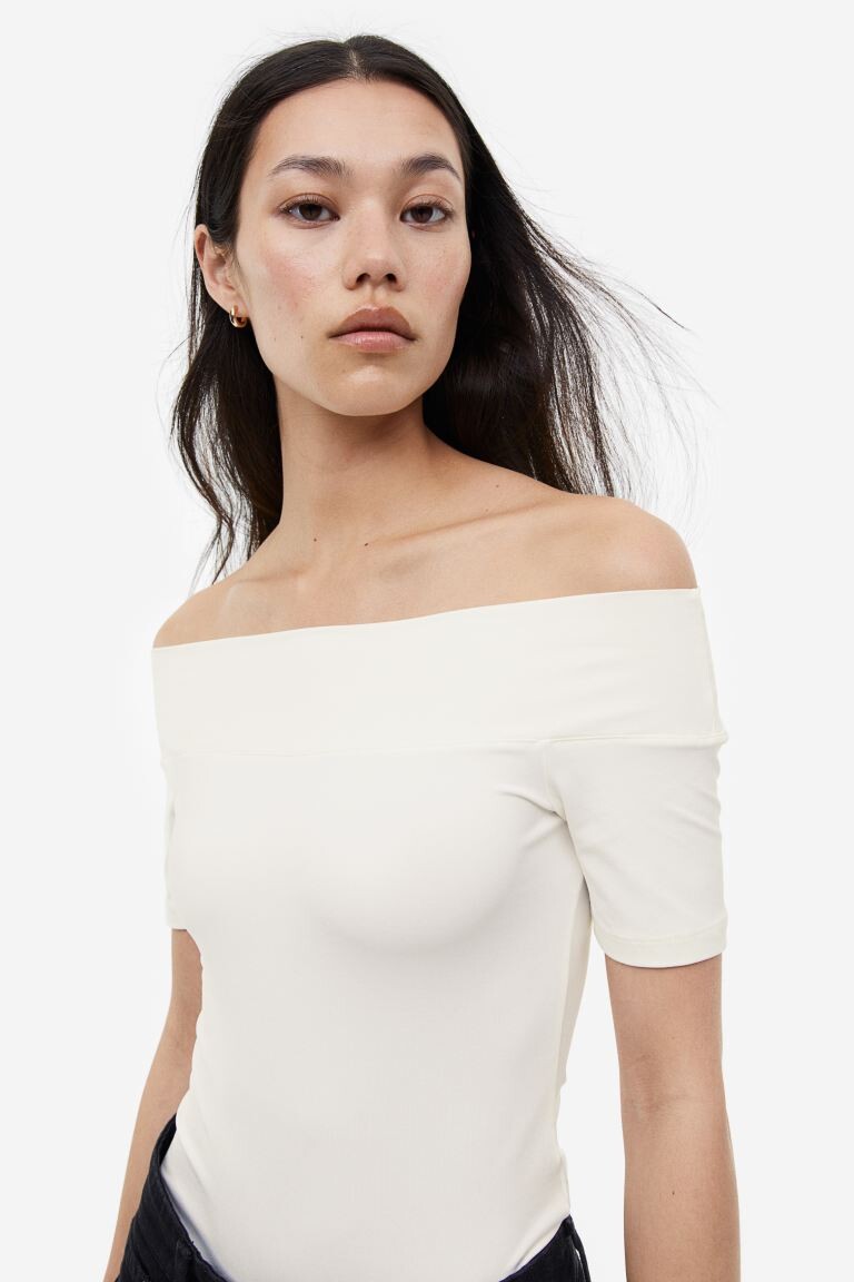 

Топ с открытыми плечами H&M, крем