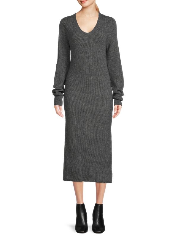 

Трикотажное платье-миди в рубчик Stitchdrop Charcoal