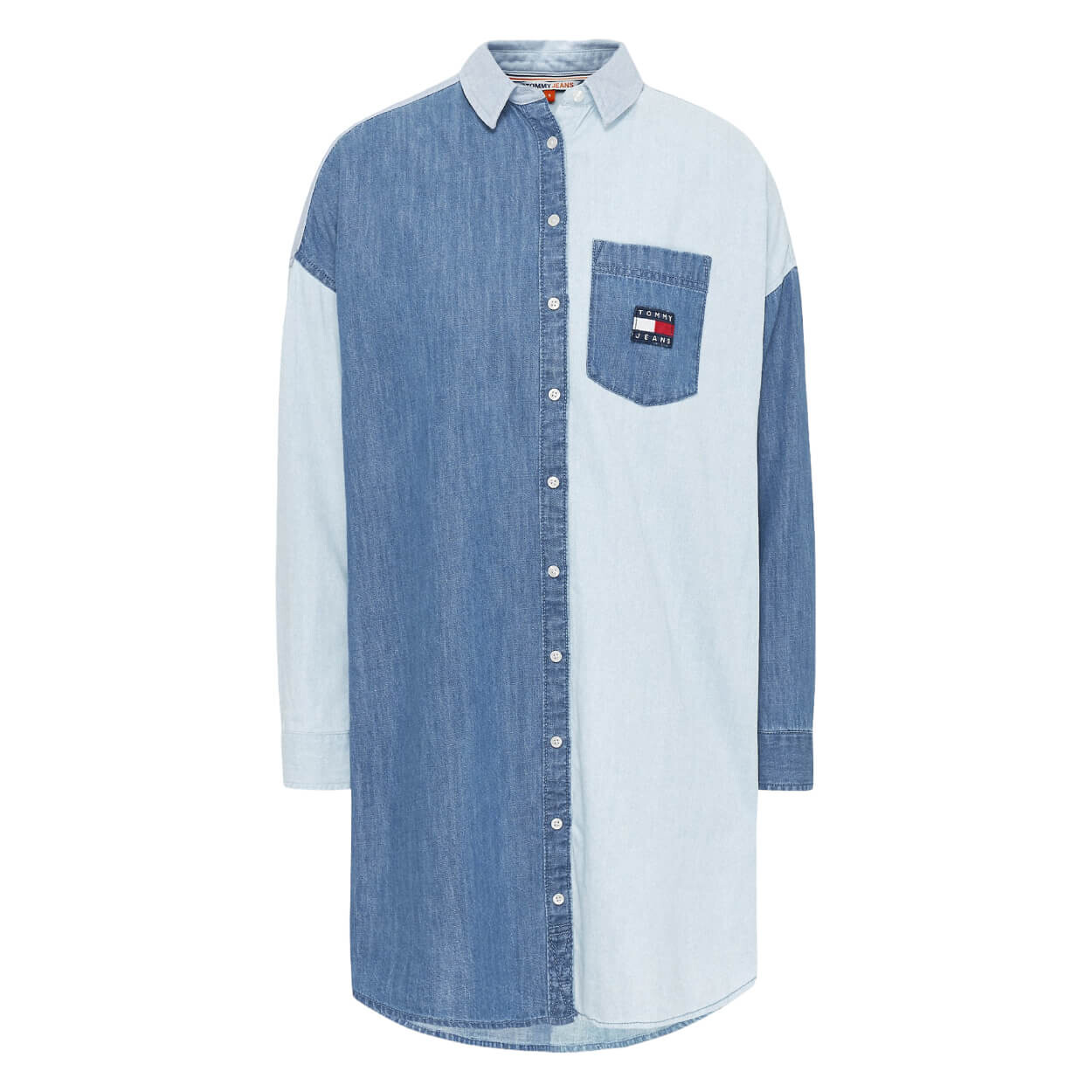 

Платье-рубашка Tommy Jeans by Tommy Hilfiger Retro Split Wash Denim, голубой