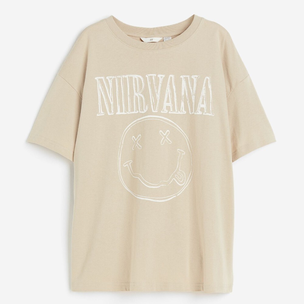 

Футболка H&M Printed Nirvana, бежевый