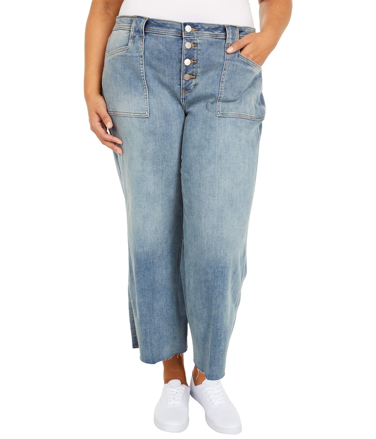 

Джинсы NYDJ Plus Size, Plus Size Teresa Wide Leg Ankle Jeans in Clean Clayburn