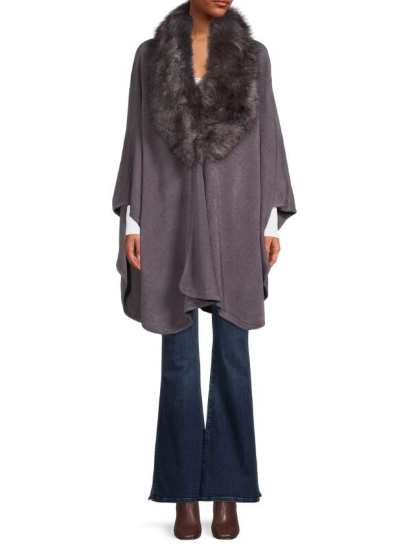 

Накидка с отделкой из искусственного меха Saks Fifth Avenue Dark grey, Серый