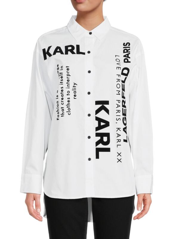 

Поплиновая рубашка с логотипом Karl Lagerfeld Paris Soft white