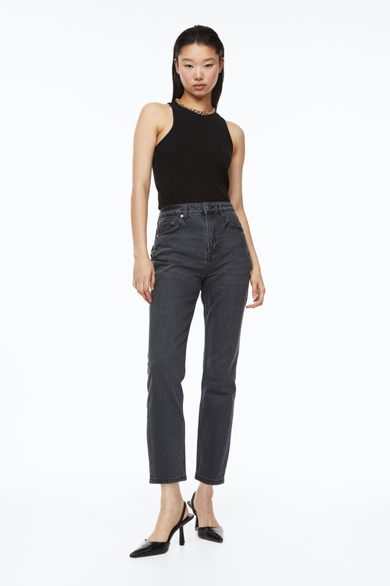 Узкие джинсы с высокой щиколоткой H&M, темно-серый