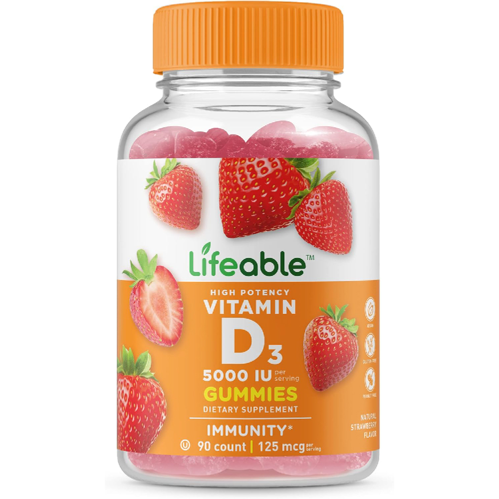 Витамин D3 Lifeable 5000 МЕ клубника, 90 жевательных конфет
