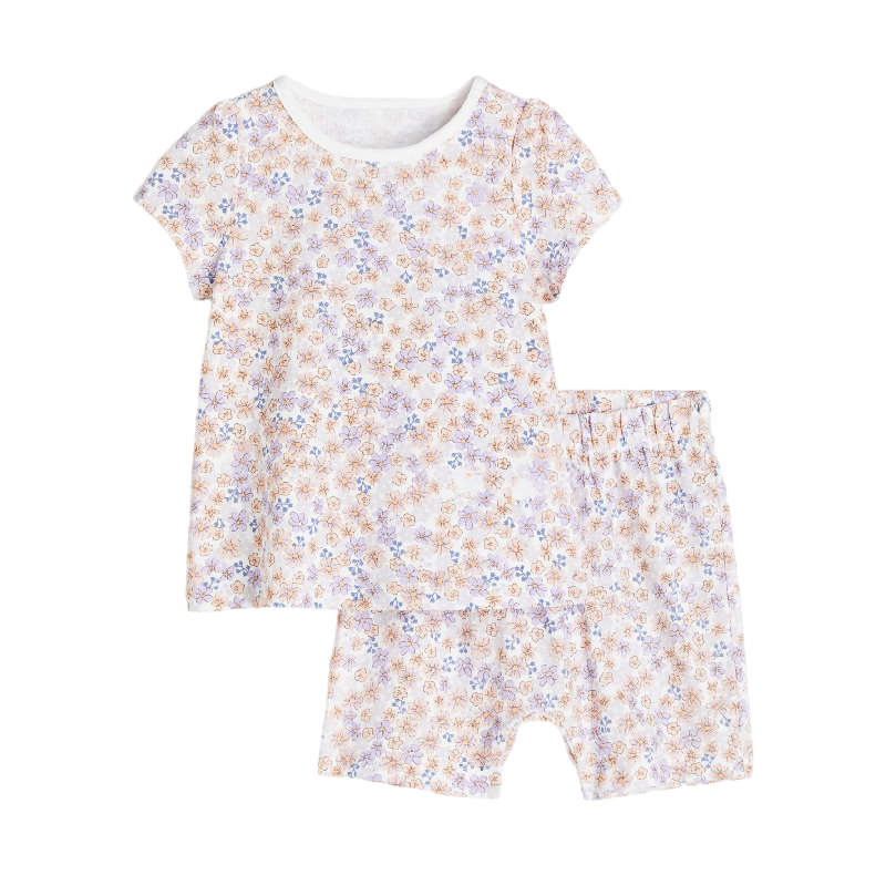 Пижама детская H&M Cotton, белый/цветы