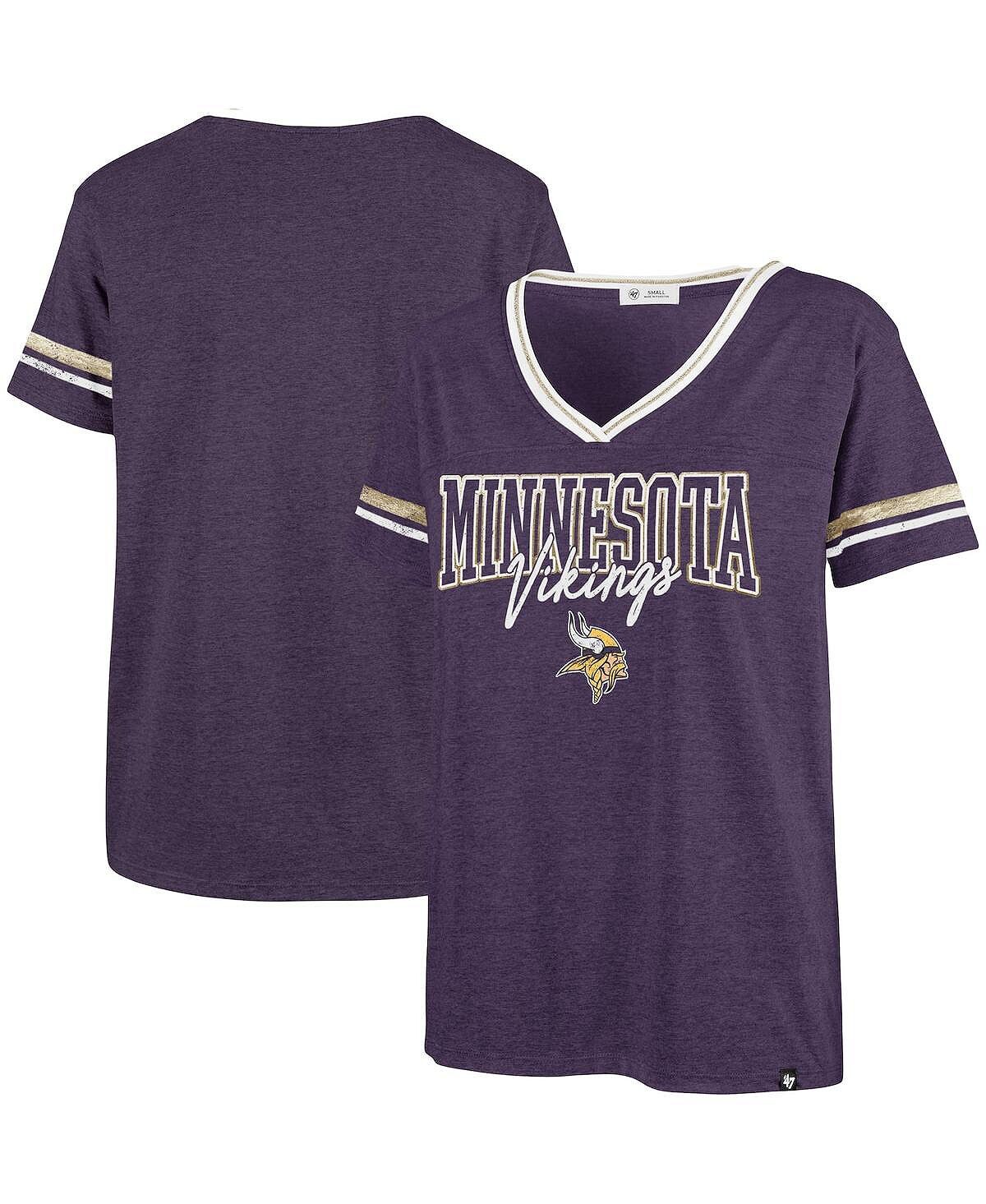 

Женская фиолетовая футболка с треугольным вырезом Minnesota Vikings Hollow Bling Piper Luxe с v-образным вырезом '47 Brand