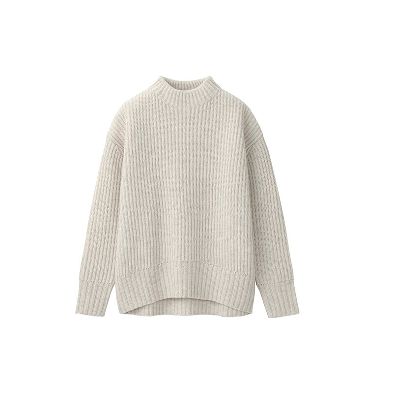 

Свитер женский Muji высоким круглым вырезом, темно-коричневый