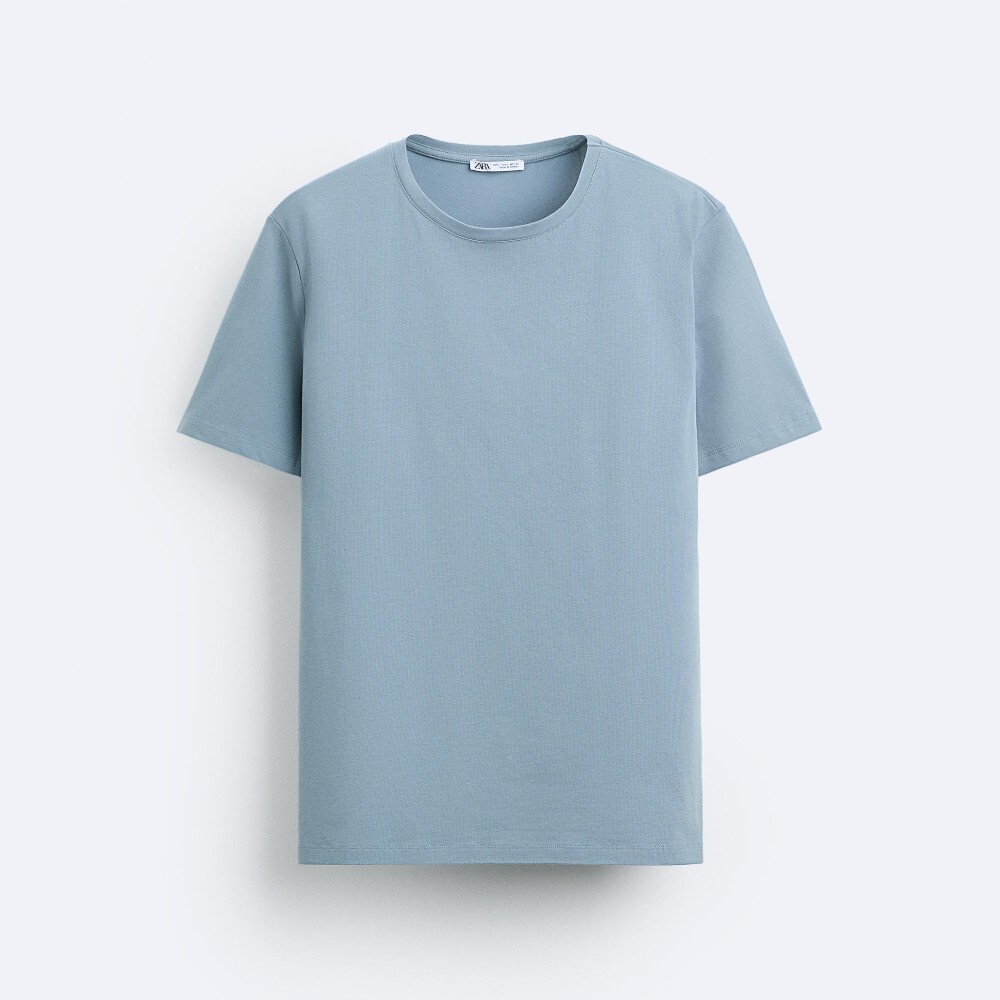 

Футболка Zara Basic Slim Fit, синий