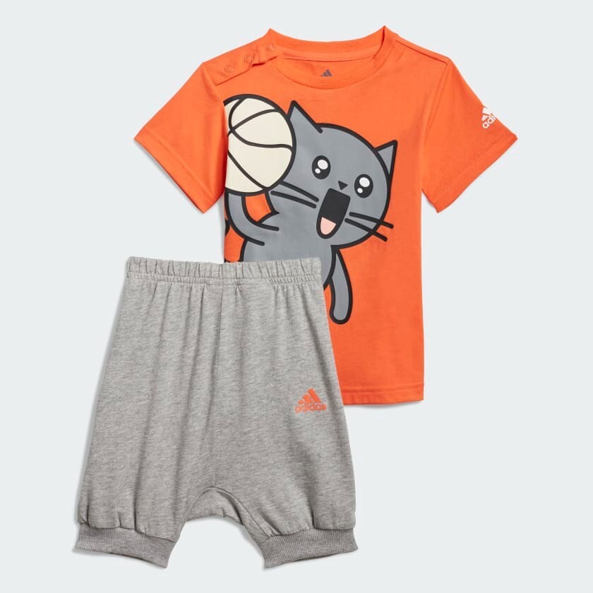 

Детский комплект Adidas Sportswear Cat Summer, 2 предмета, оранжевый/белый/серый