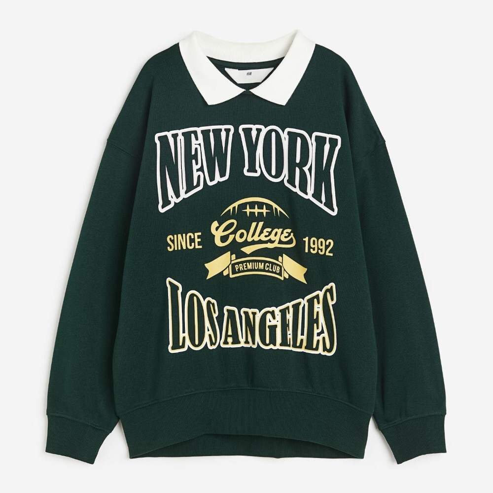 

Свитшот H&M Kids Oversized New York, темно-зеленый